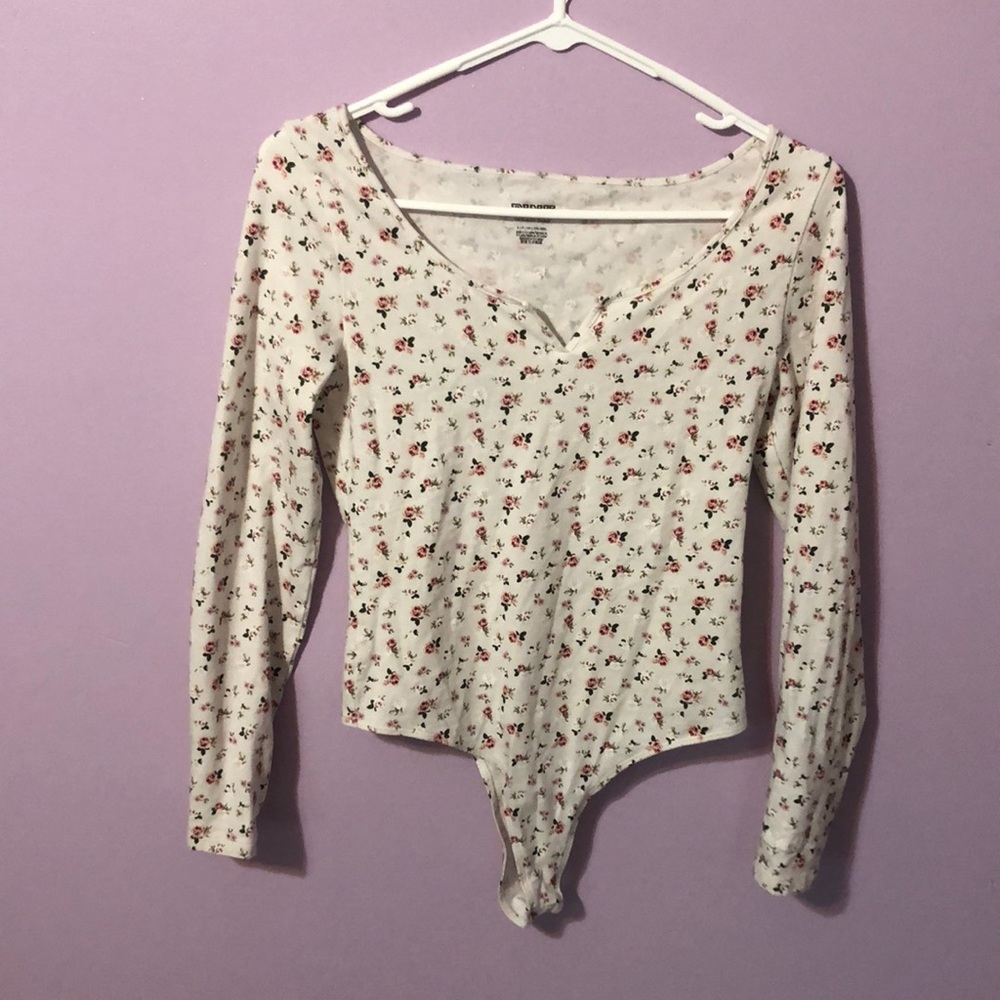 Victoria’s Secret Pink Floral Long-sleeve Bodysuit